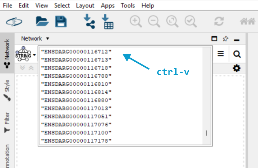 Paste values into query